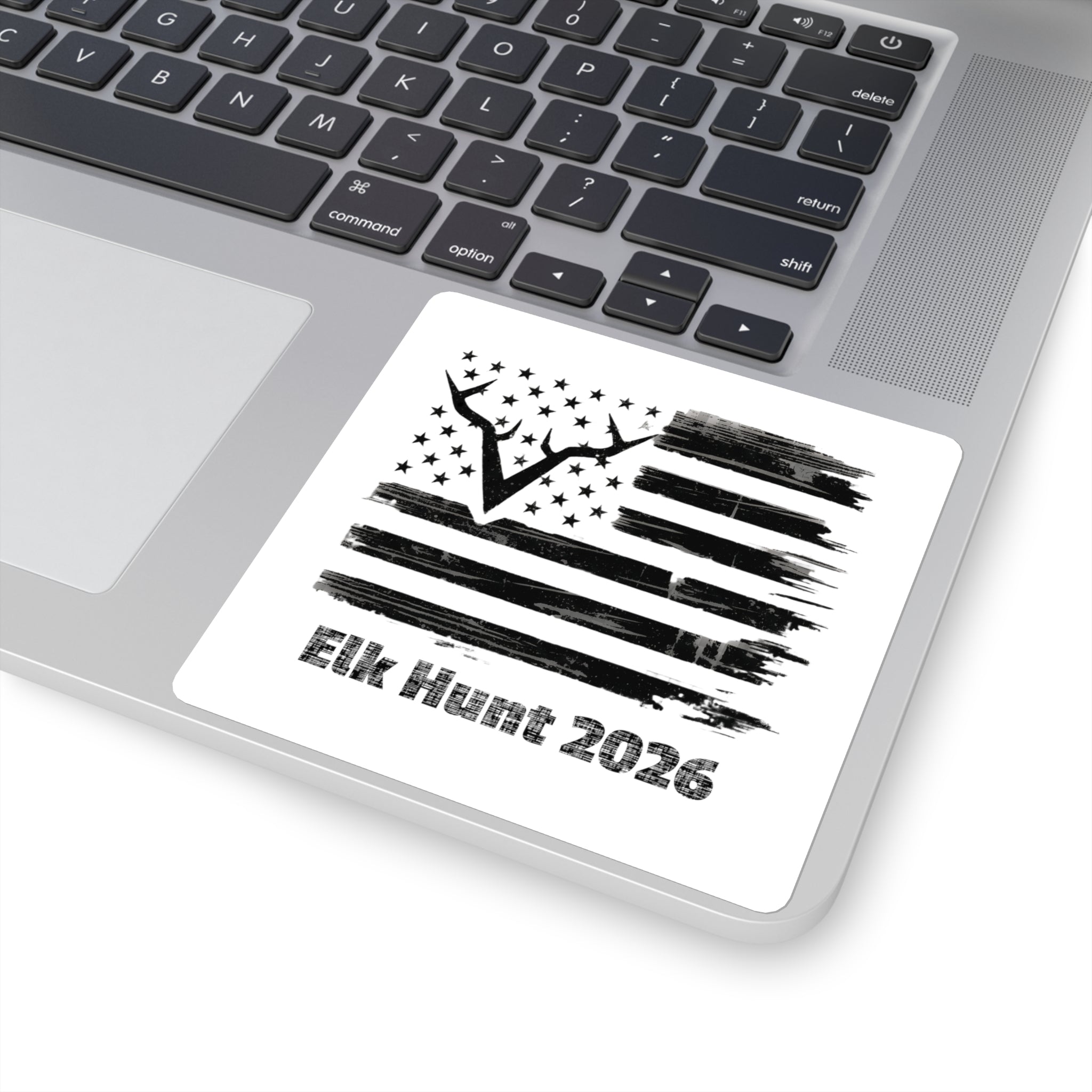 Elk Hunt 2026 Flag Square Sticker | Hunting Antlers Sticker
