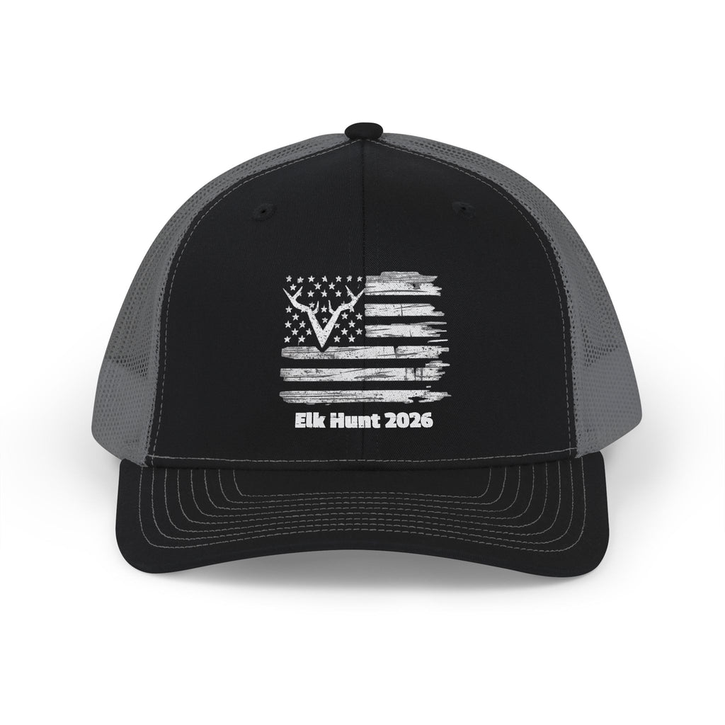 Elk Hunt 2026 | Commando Silhouette American Flag Snapback Trucker Cap | Elk Hunt 2026