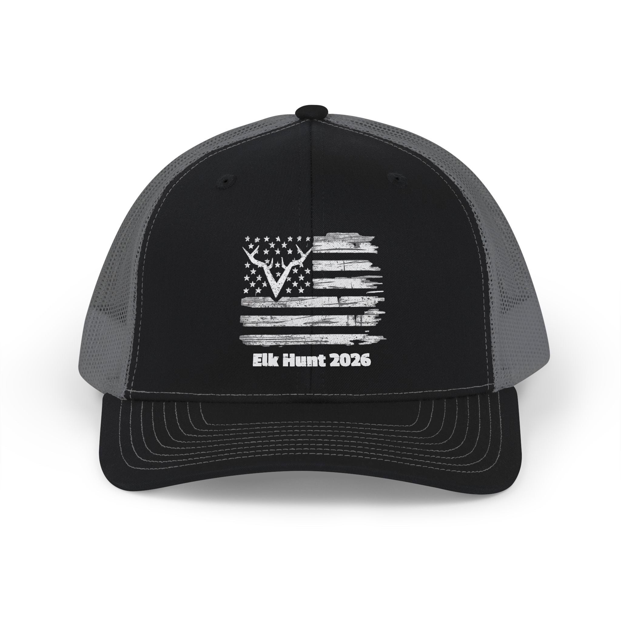 Elk Hunt 2026 | Commando Silhouette American Flag Snapback Trucker Cap | Elk Hunt 2026