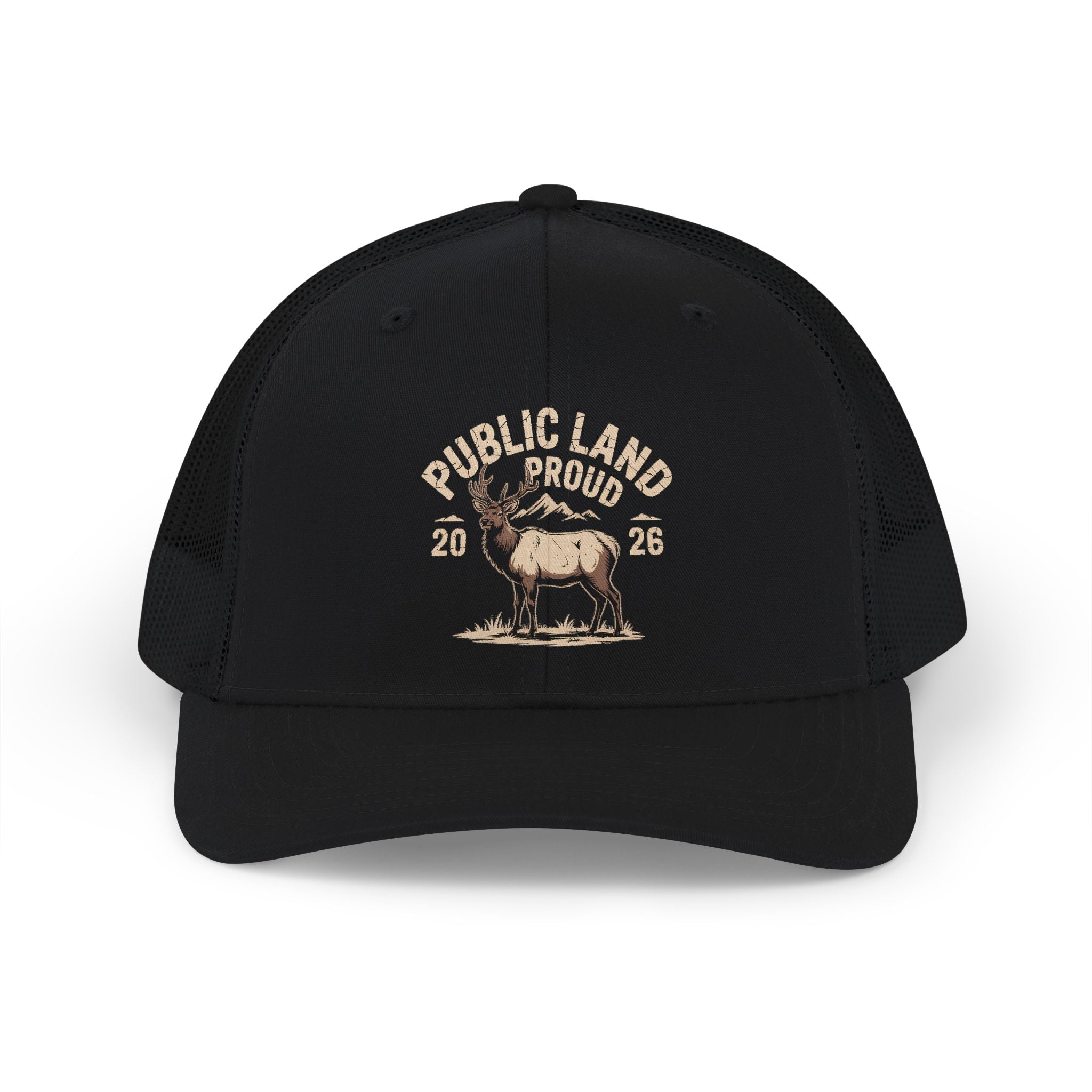 Public Land Proud Elk Patch Snapback Cap | Trucker Hat, Outdoor Hunting Style