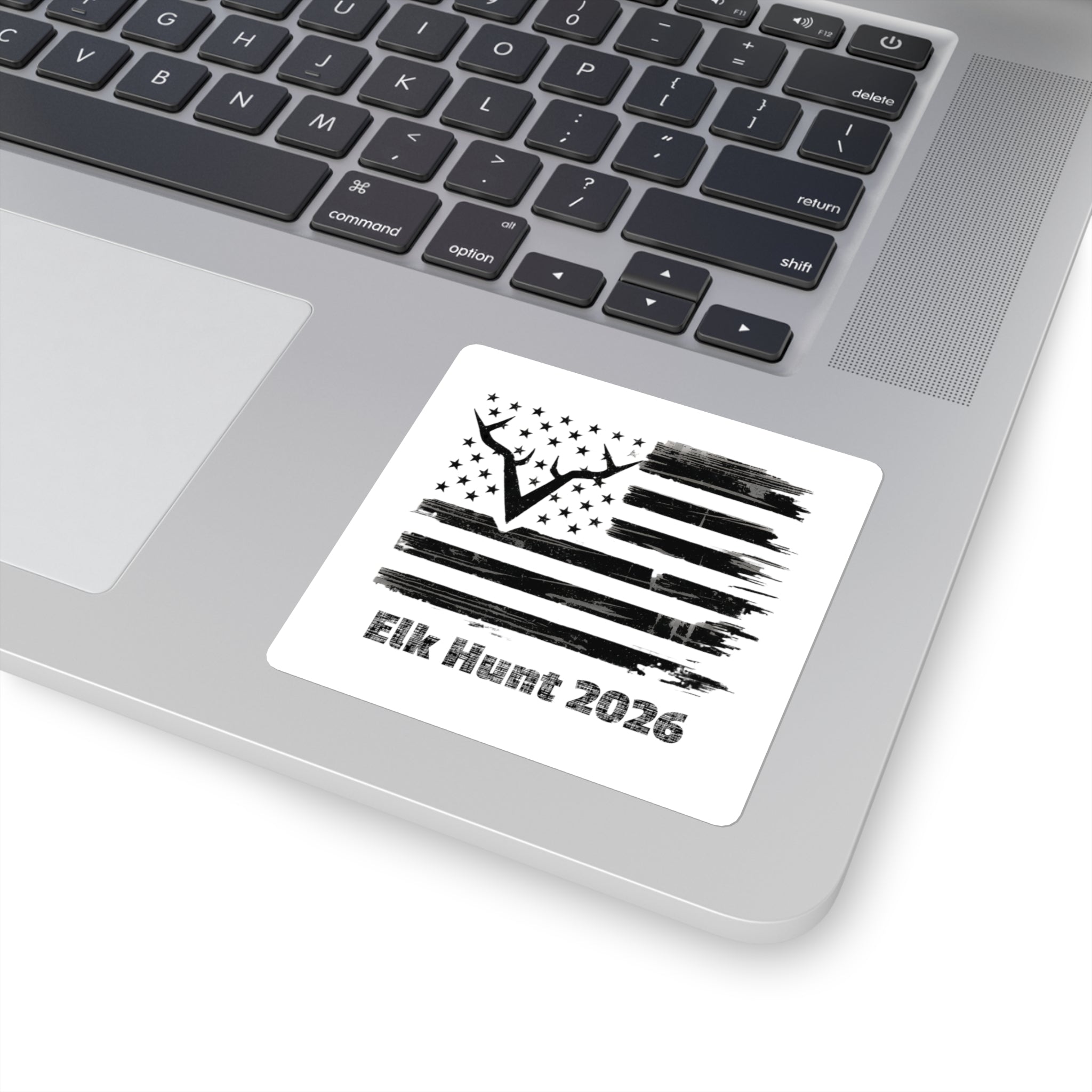 Elk Hunt 2026 Flag Square Sticker | Hunting Antlers Sticker