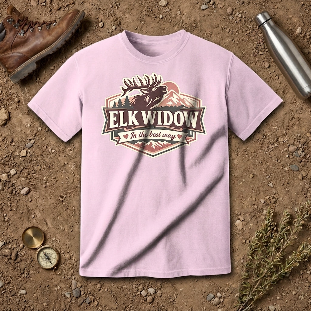 Elk Widow badge graphic T-Shirt | Elk hunter design, mountain logo