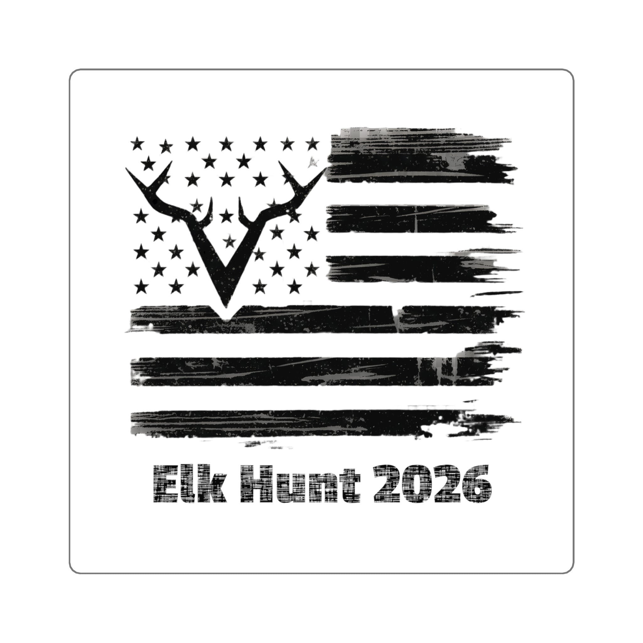 Elk Hunt 2026 Flag Square Sticker | Hunting Antlers Sticker