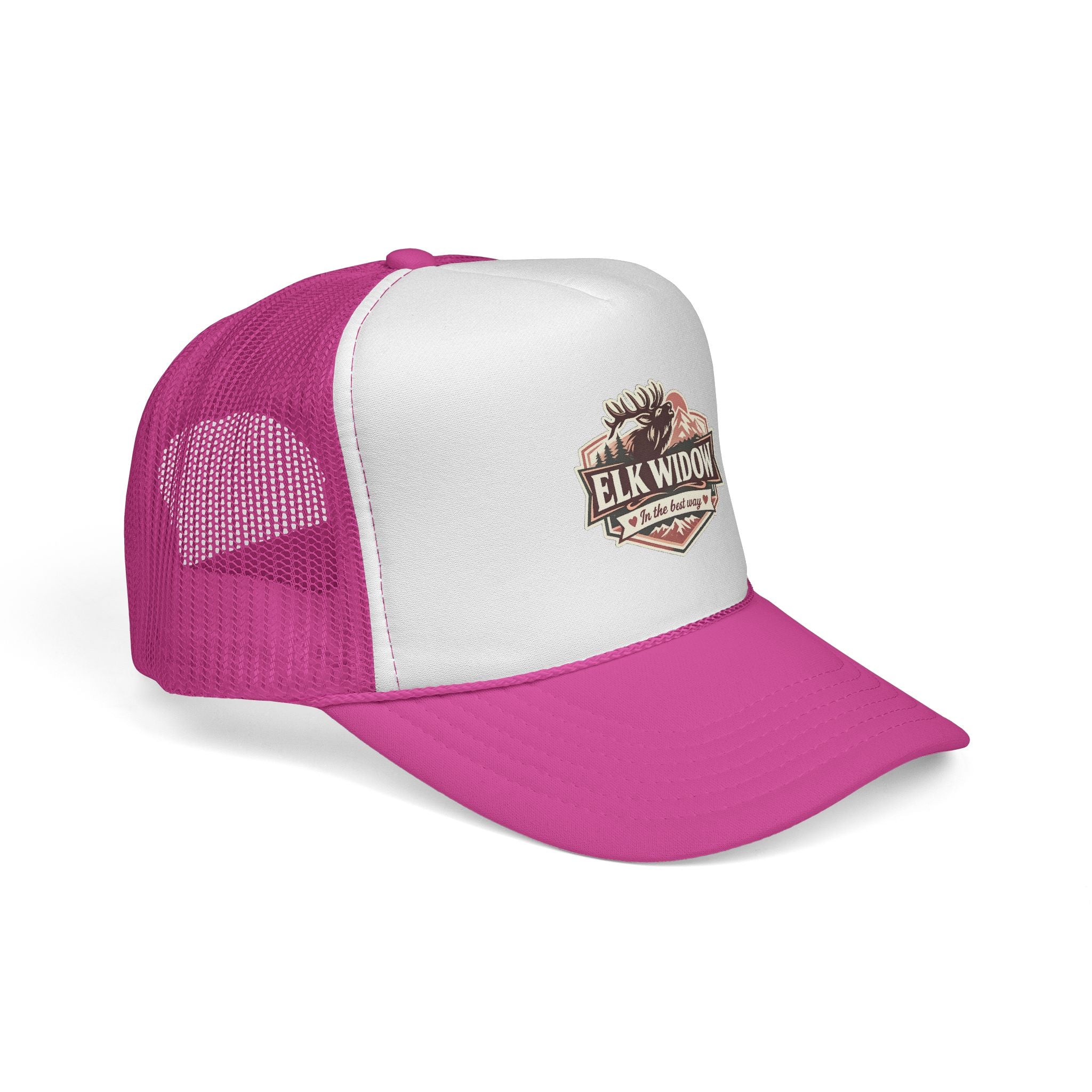 Elk Widow logo Trucker Cap | Pink mesh trucker hat