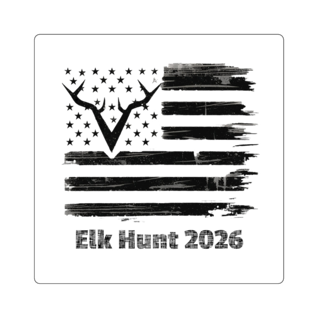 Elk Hunt 2026 Flag Square Sticker | Hunting Antlers Sticker