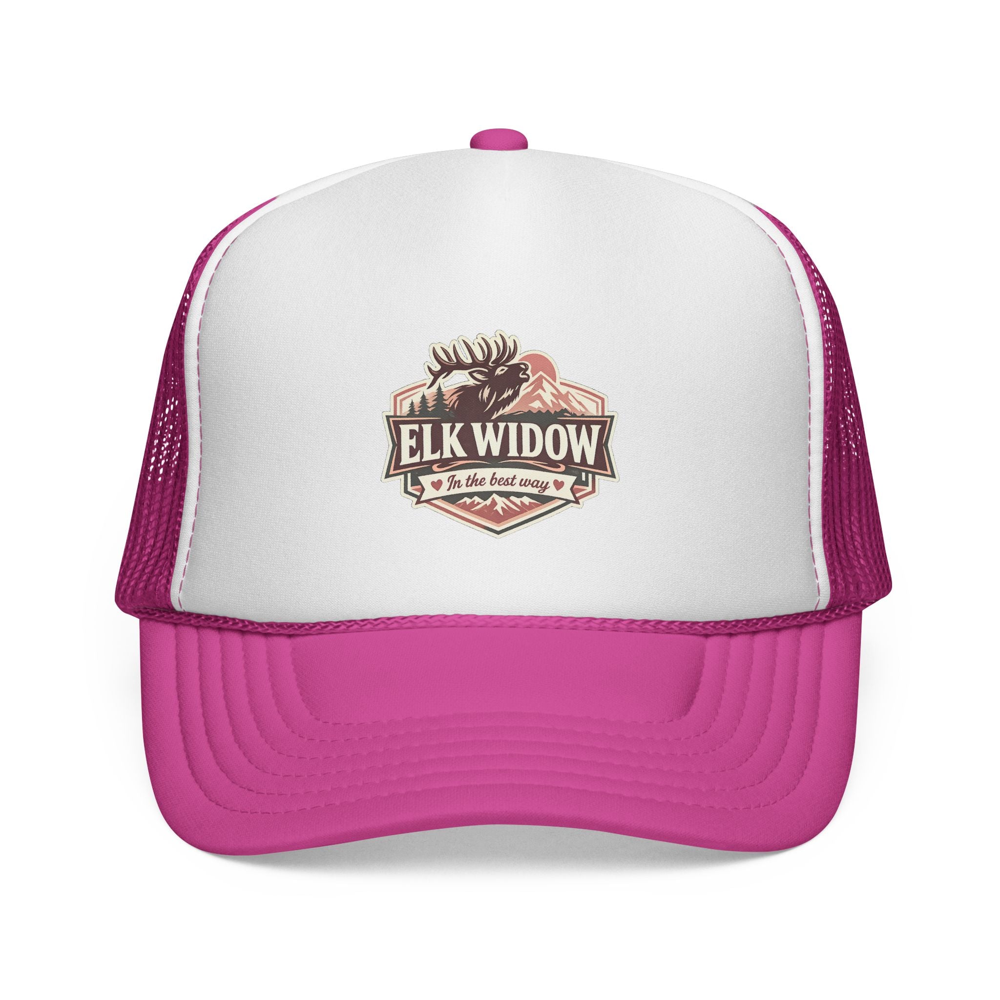 Elk Widow logo Trucker Cap | Pink mesh trucker hat