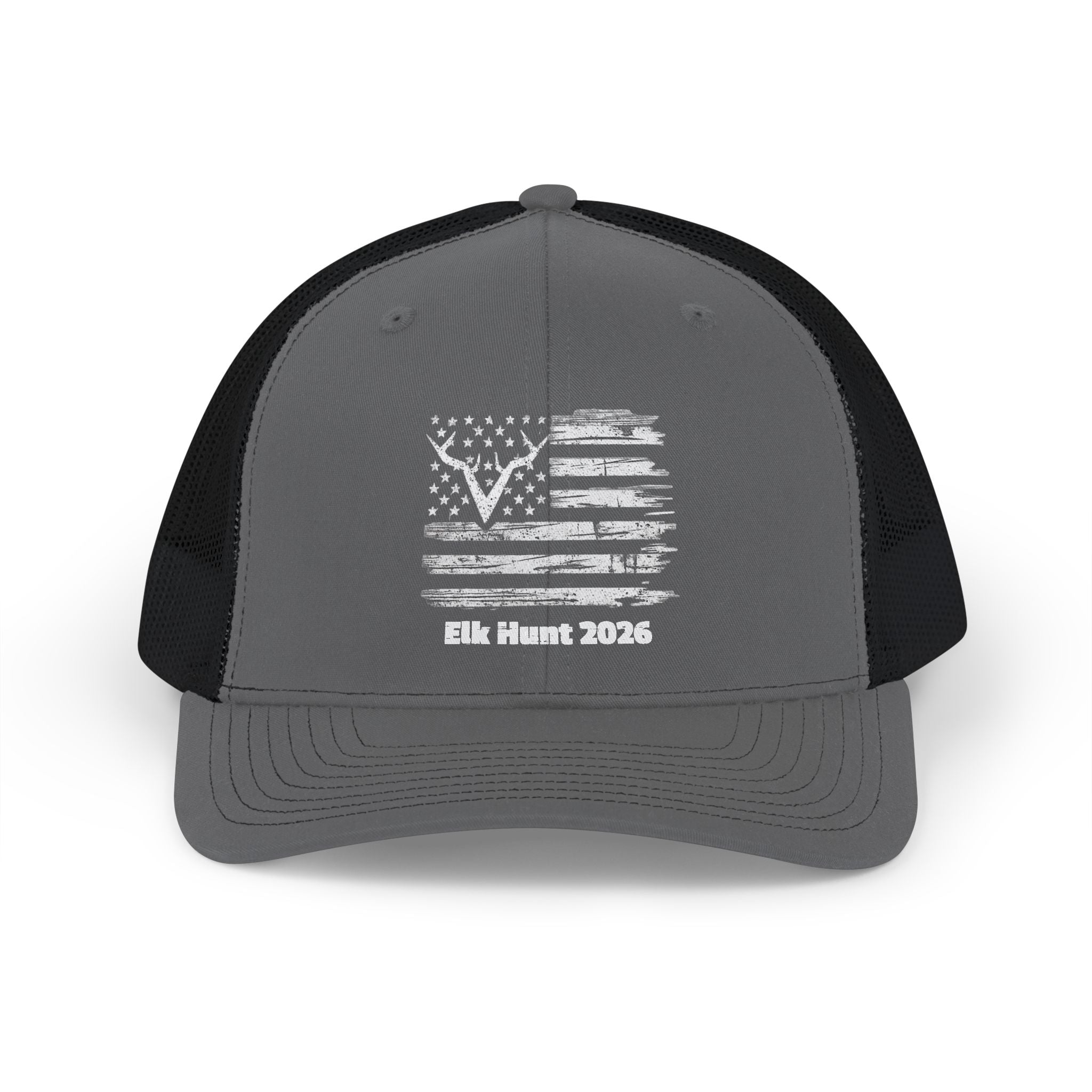 Elk Hunt 2026 | Commando Silhouette American Flag Snapback Trucker Cap | Elk Hunt 2026