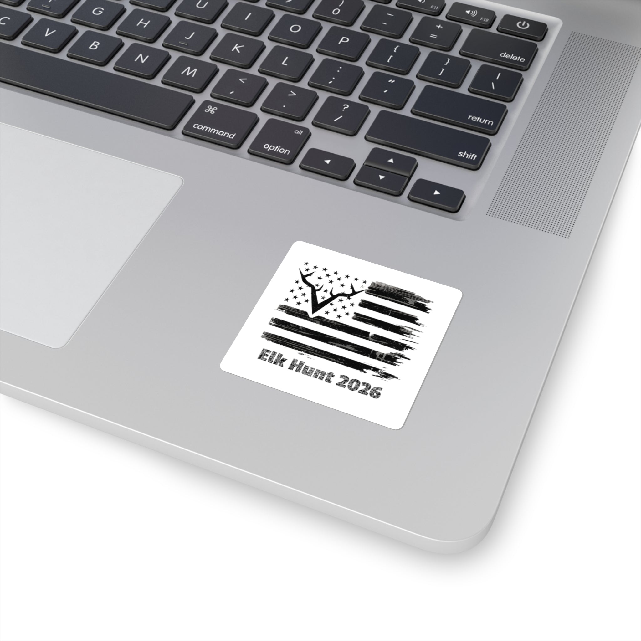 Elk Hunt 2026 Flag Square Sticker | Hunting Antlers Sticker